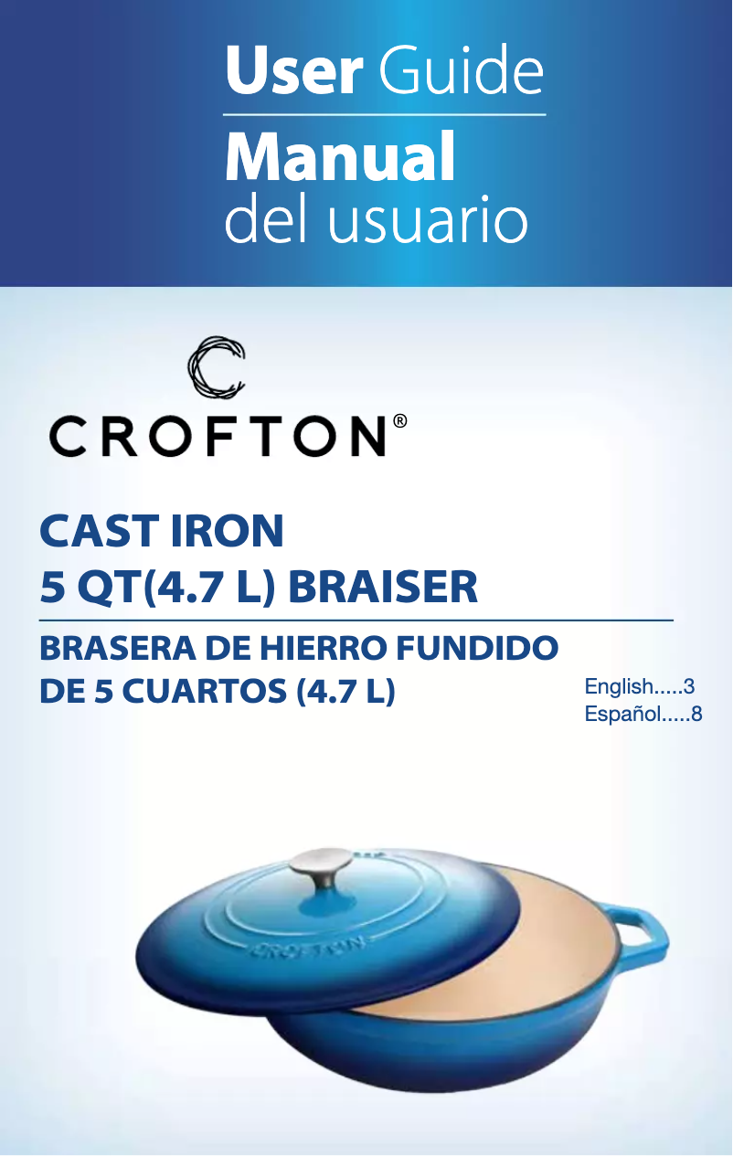 Página 1 del manual Manual de usuario Crofton Cast Iron 5 Qt. Braiser