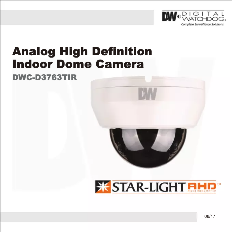 Page n°1 - Manuel utilisateur Digital Watchdog Star-Light AHD DWC-D3763TIR