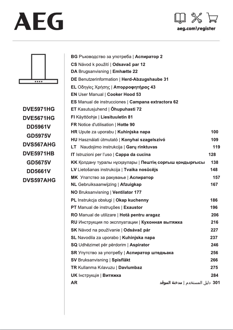 Page 1 de la notice Manuel utilisateur AEG DD5961V