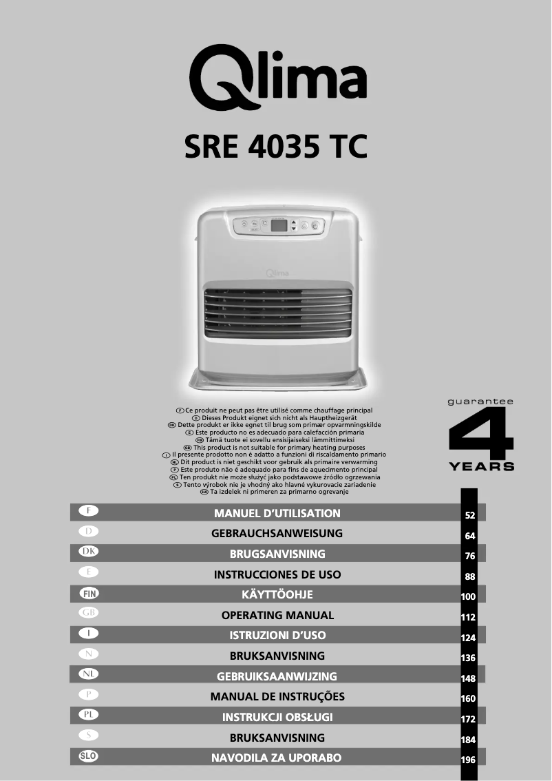 Page n°1 - Manuel utilisateur Qlima SRE4035TC
