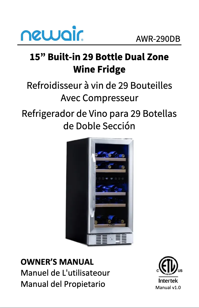 Image de la première page du manuel de l'appareil AWR-290DB