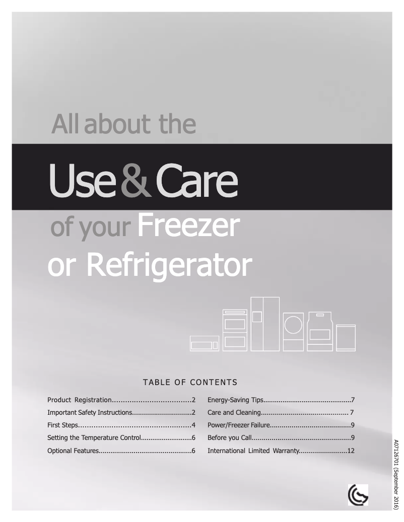 Page 1 de la notice Manuel utilisateur White-Westinghouse MUFF17VLRT