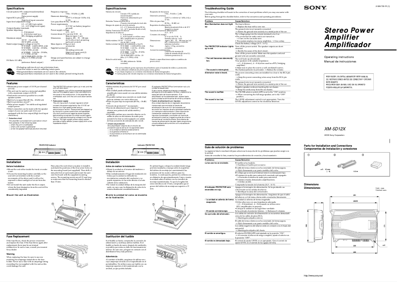 Page 1 de la notice Manuel utilisateur Sony XM-SD12X