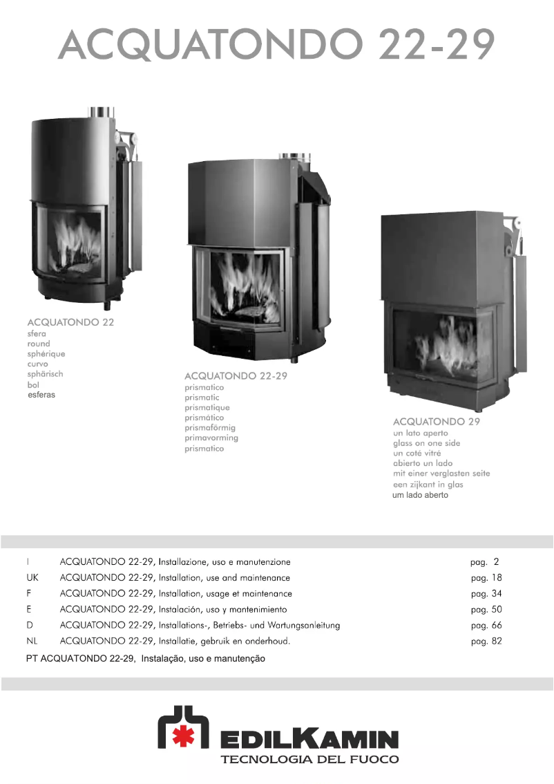 Page 1 de la notice Manuel utilisateur Edilkamin ACQUATONDO