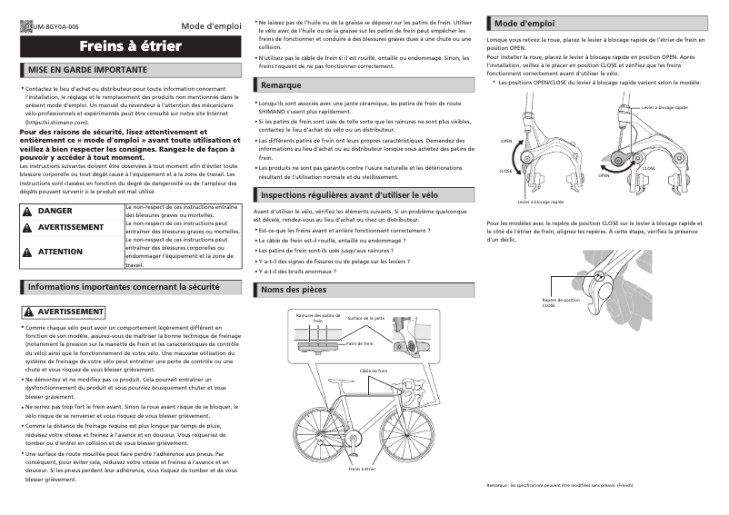 Page n°1 - Manuel utilisateur Shimano BR-6810-R