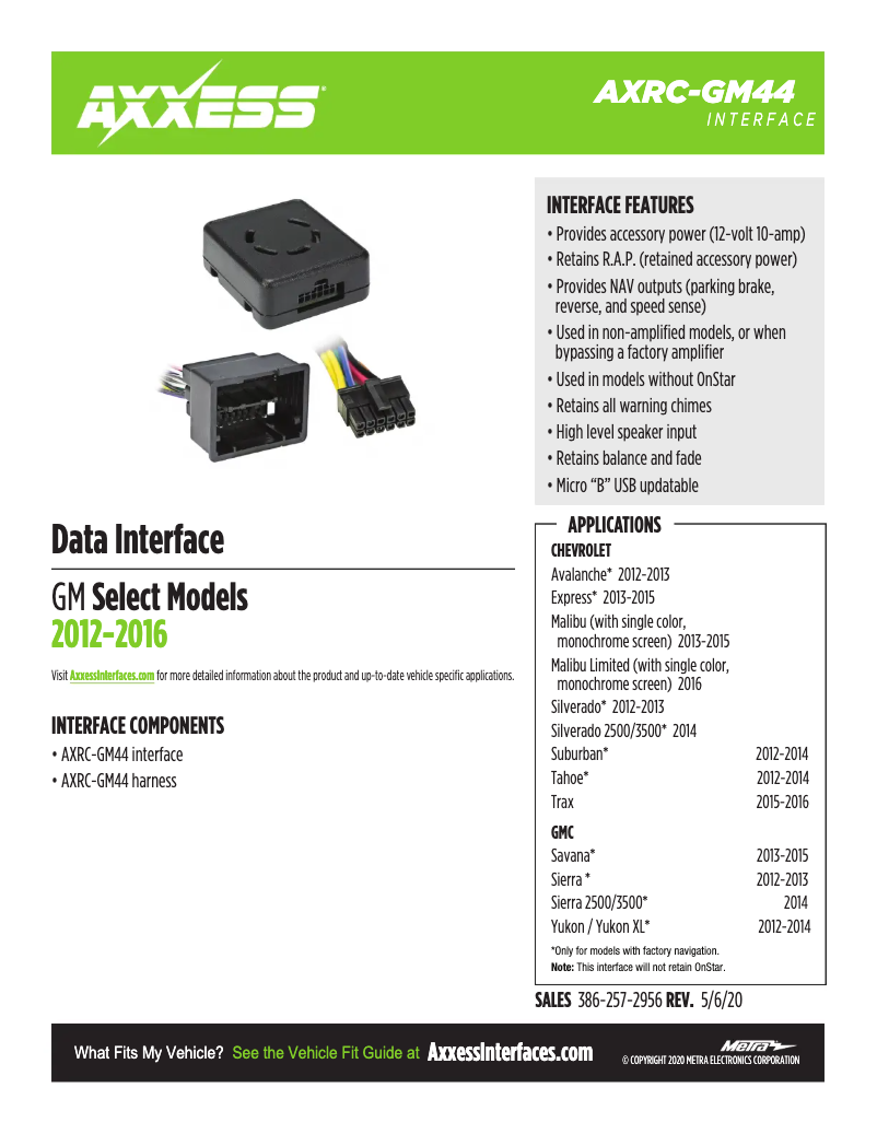 Page 1 de la notice Fiche technique AXESS AXRC-GM44