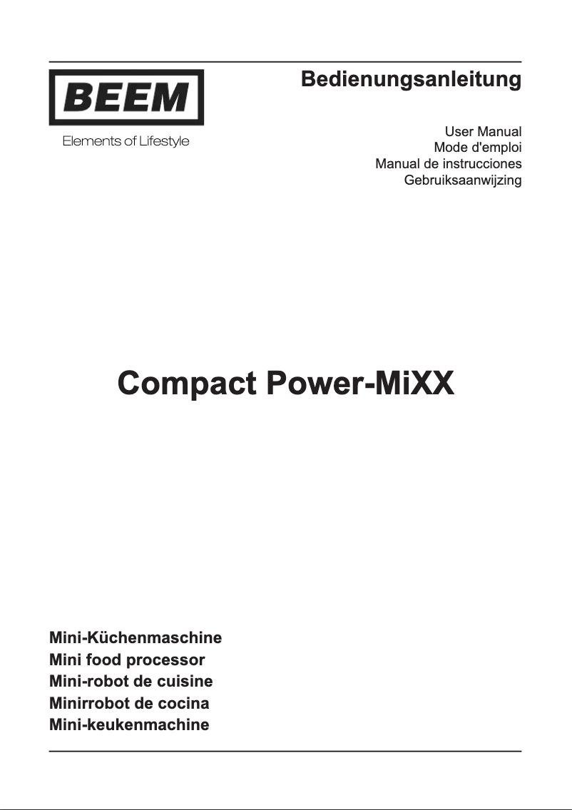 Page 1 de la notice Manuel utilisateur BEEM Compact Power Mixx