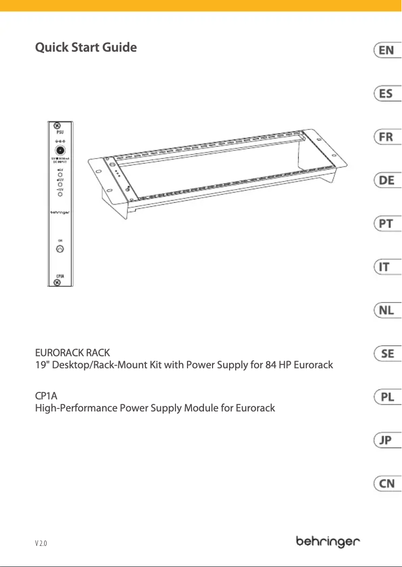 Page 1 de la notice Guide de démarrage rapide Behringer Eurorack Rack