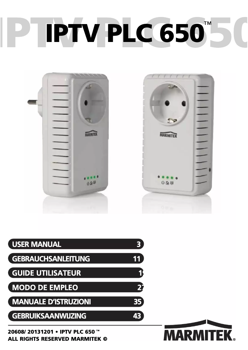 Page 1 de la notice Manuel utilisateur Marmitek IPTV PLC 650