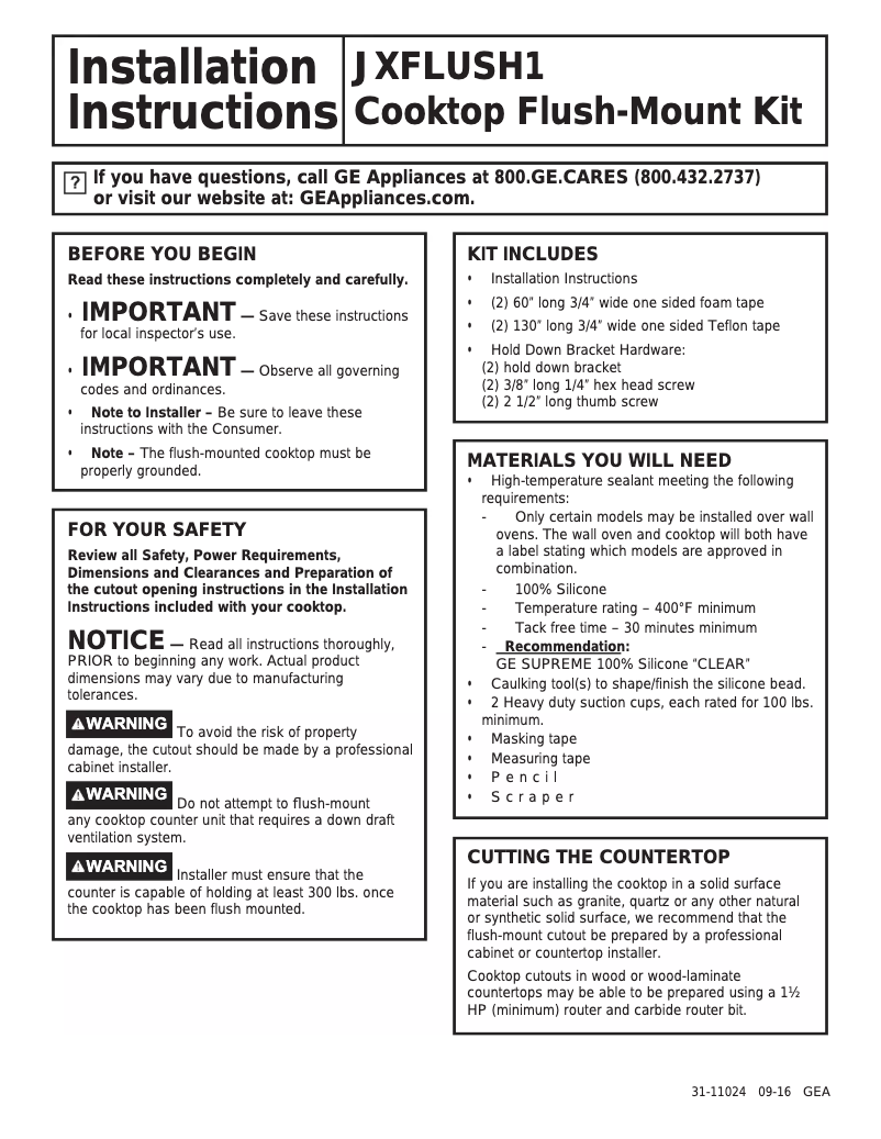 Page 1 de la notice Manuel utilisateur Monogram JXFLUSH1