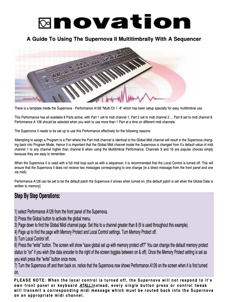 Page n°1 - Manuel utilisateur Novation Nova II