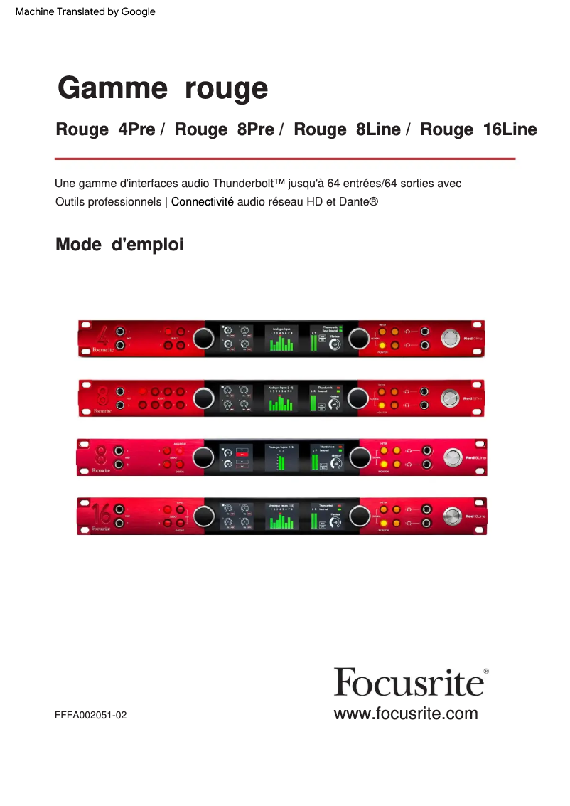 Página 1 del manual Manual de usuario Focusrite Red 8Line