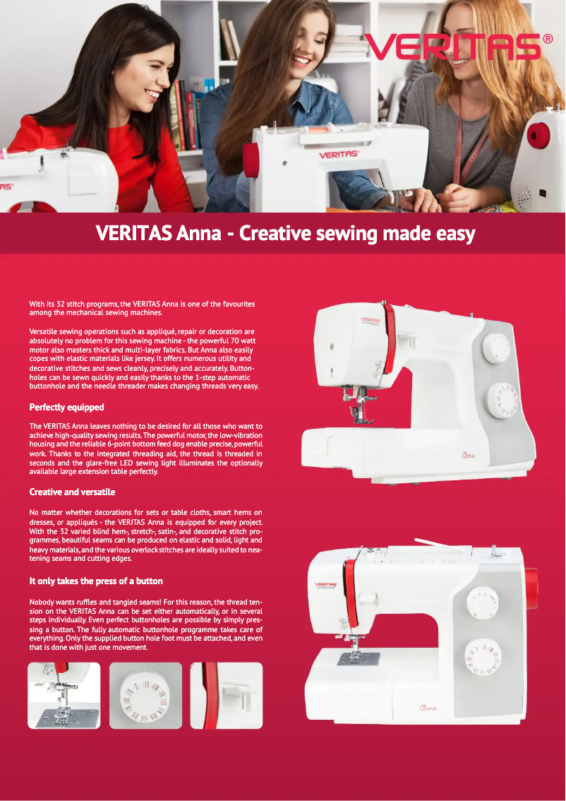 Page 1 de la notice Fiche technique Veritas Anna