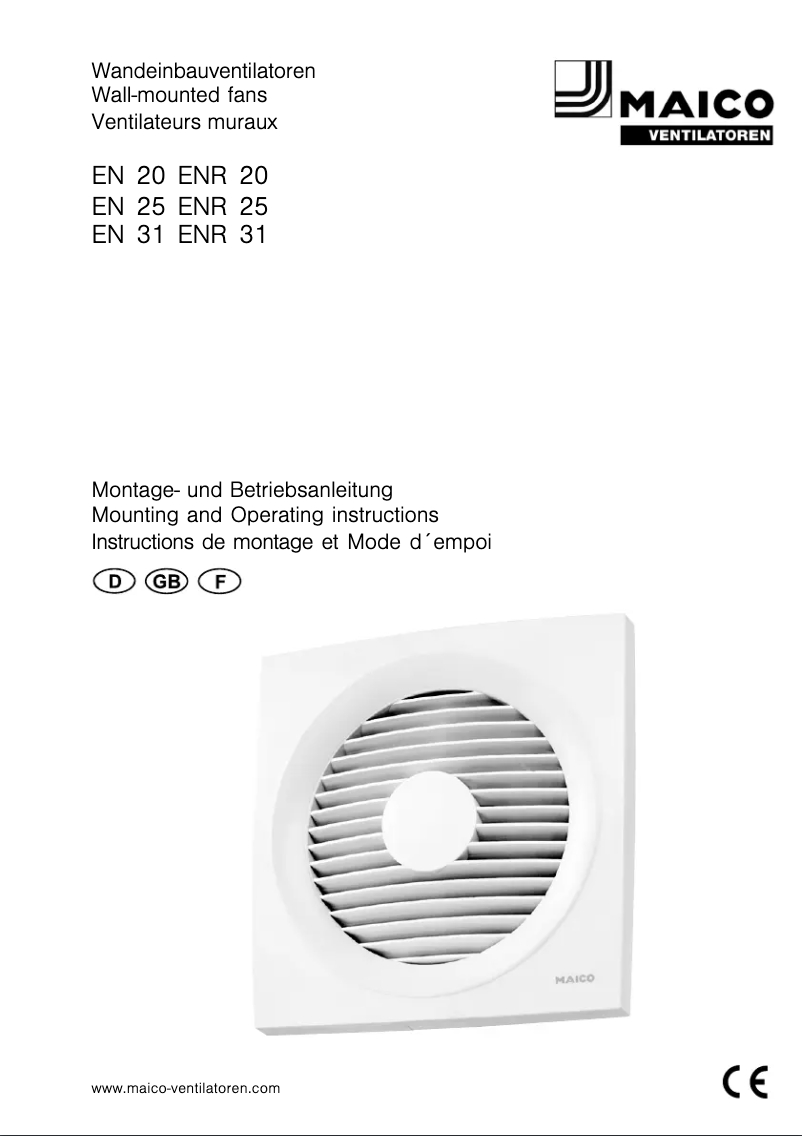 Page n°1 - Manuel utilisateur Maico ENR 25