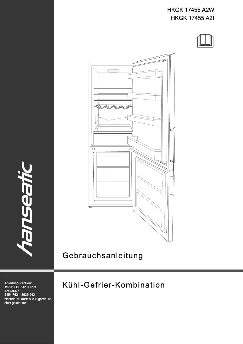 Page 1 de la notice Manuel utilisateur Hanseatic HKGK17455A2I