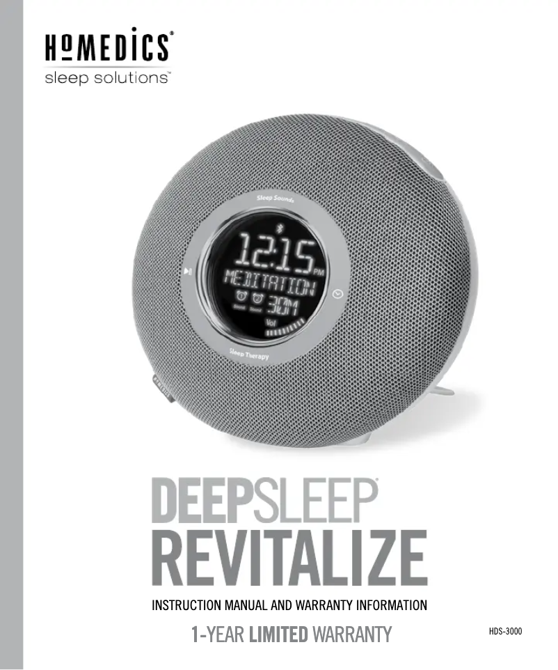 Page 1 de la notice Manuel utilisateur Homedics Deep Sleep Revitalize HDS-3000