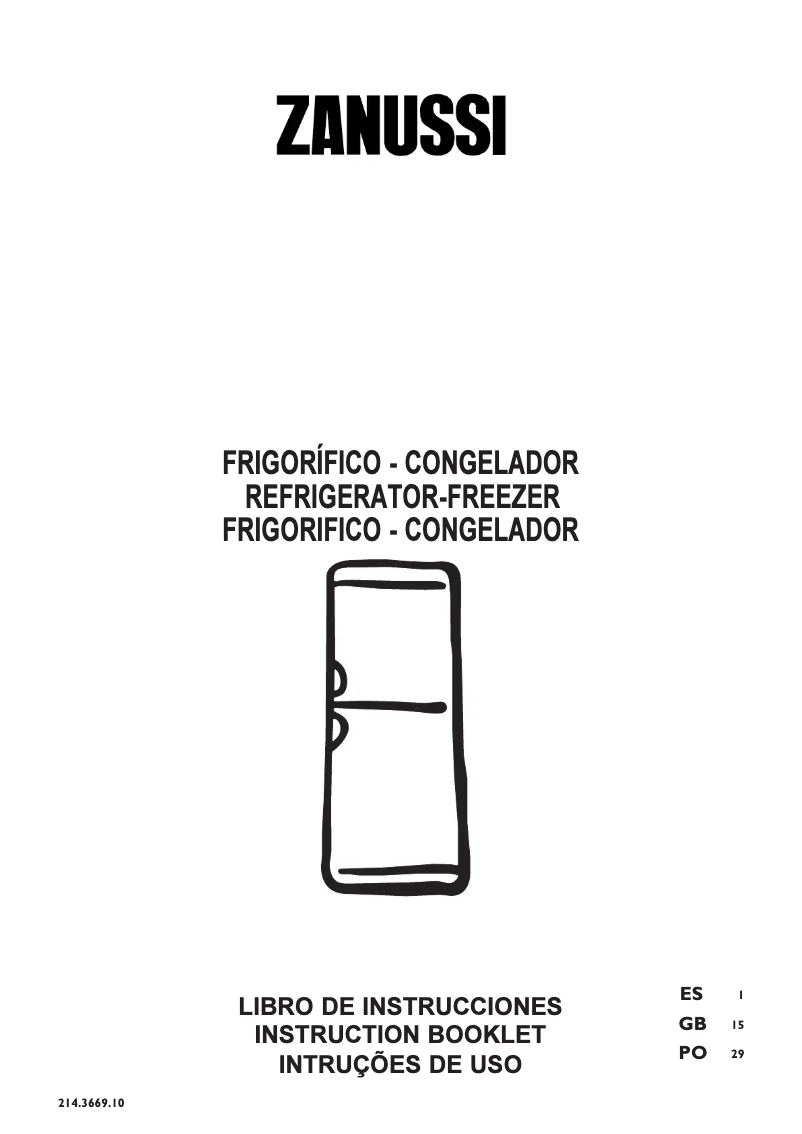 Page n°1 - Manuel utilisateur Zanussi ZK326LD