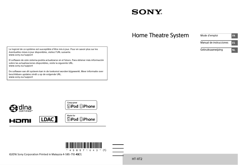 Page n°1 - Manuel utilisateur Sony HT-XT2