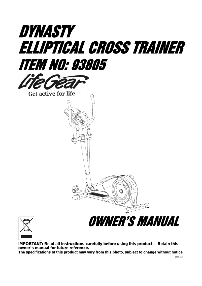 Image de la première page du manuel de l'appareil Dynasty 93805