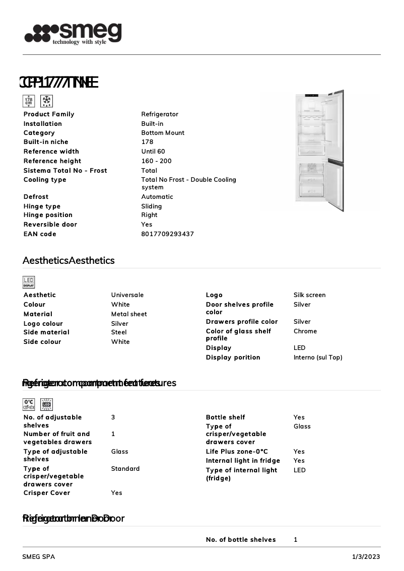 Page 1 de la notice Brochure Smeg CP177TNE