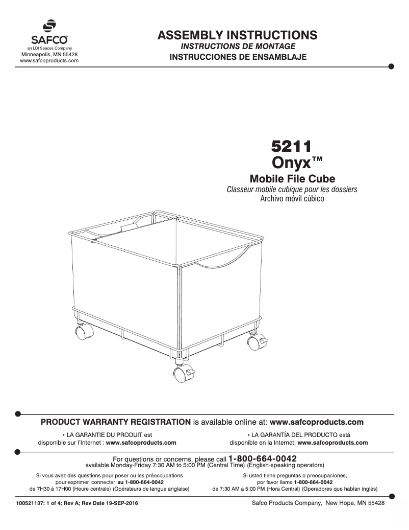 Page n°1 - Manuel utilisateur Safco 5211