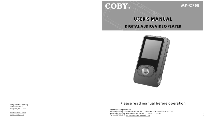 Page n°1 - Manuel utilisateur Coby MPC758