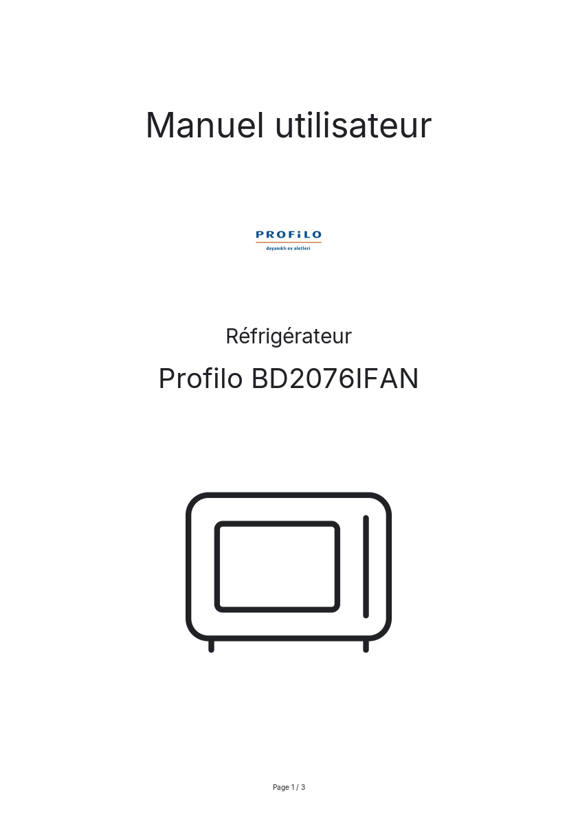 Image de la première page du manuel de l'appareil BD2076IFAN
