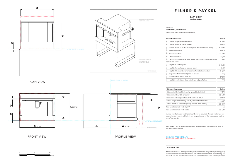 Page n°1 - Fiche technique Fisher & Paykel EB24