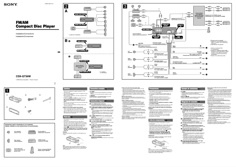 Página 1 del manual Guía de instalación Sony CDX-GT30W