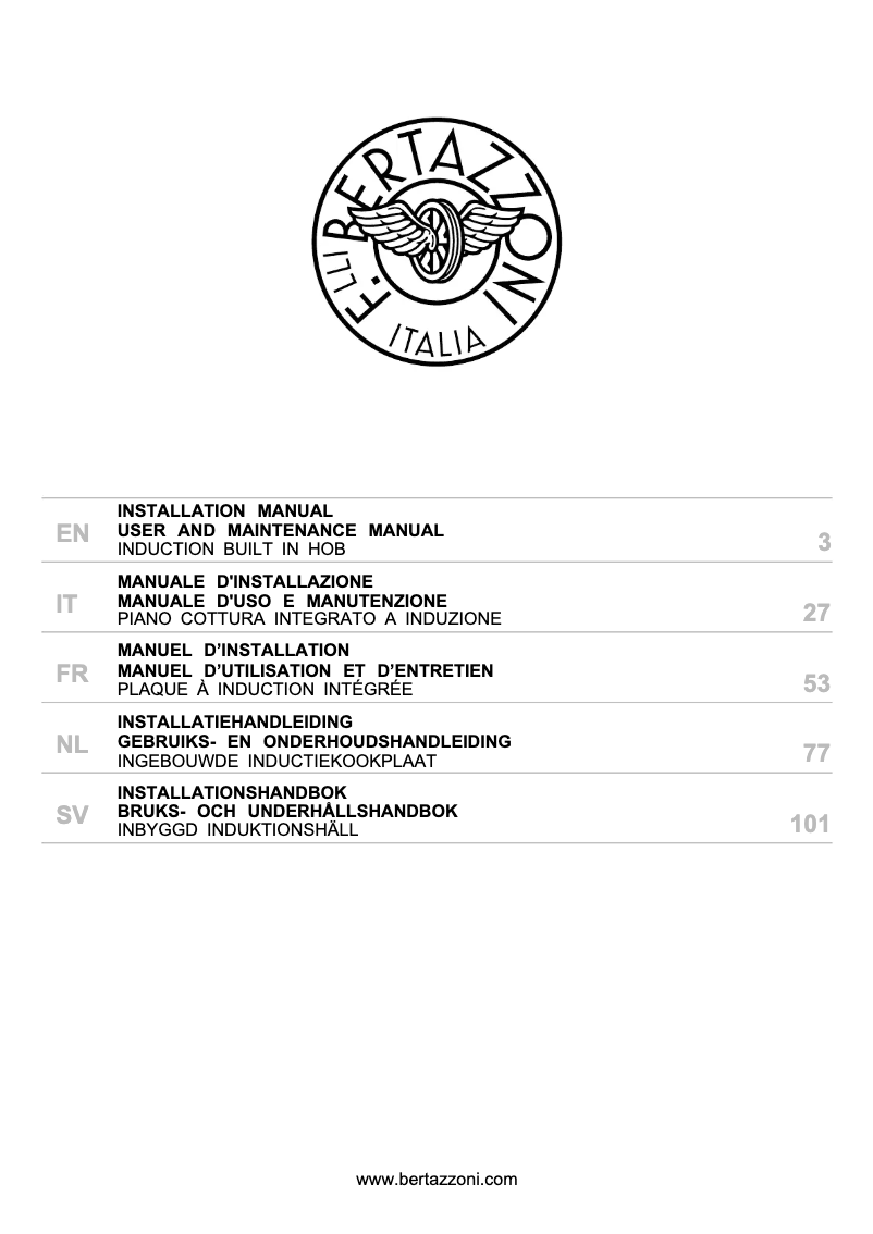 Page 1 de la notice Manuel utilisateur Bertazzoni P905I2M30NVS