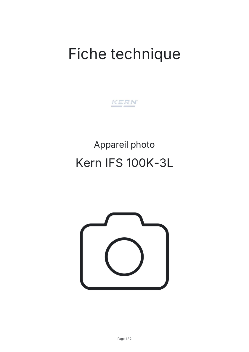 Page n°1 - Fiche technique Kern IFS 100K-3L