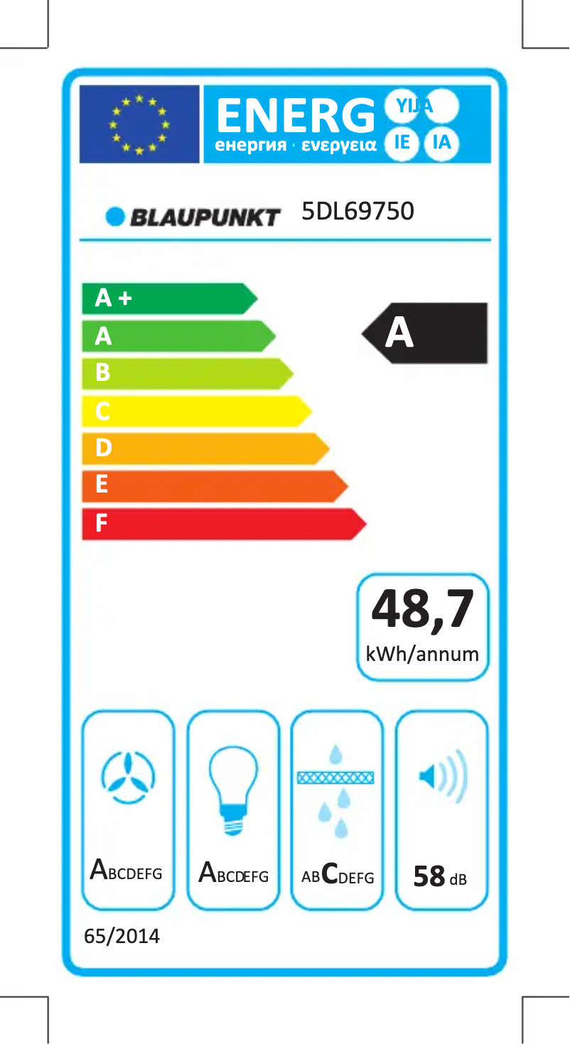 Page n°1 - Label énergétique Blaupunkt 5DL69750