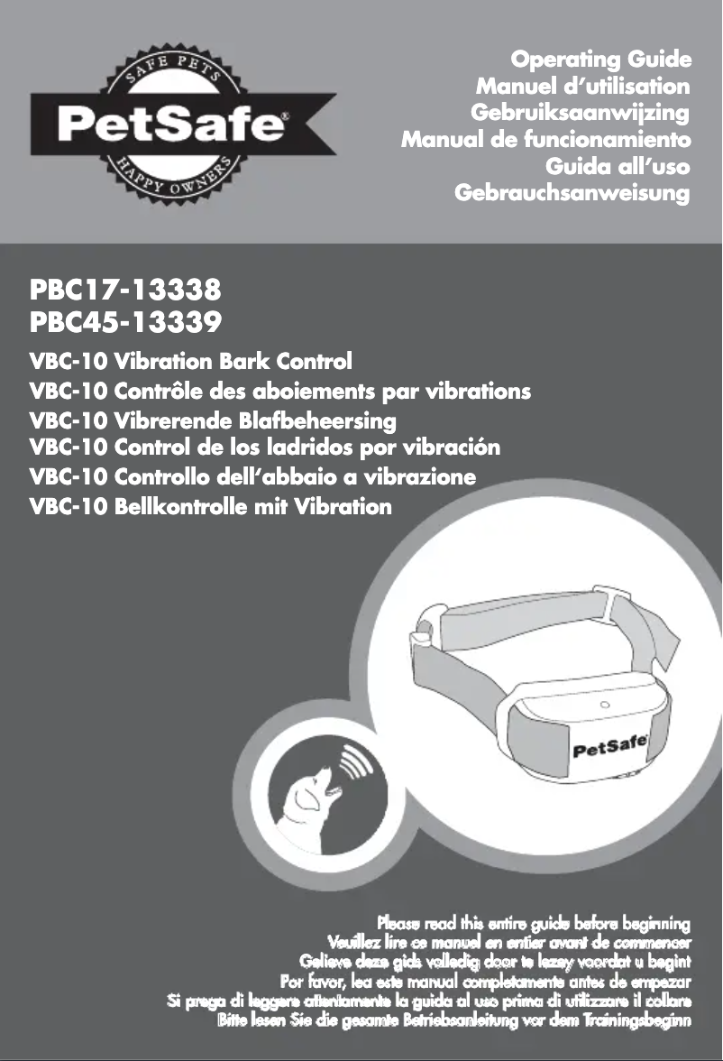 Page 1 de la notice Manuel utilisateur PetSafe PBC17-13338