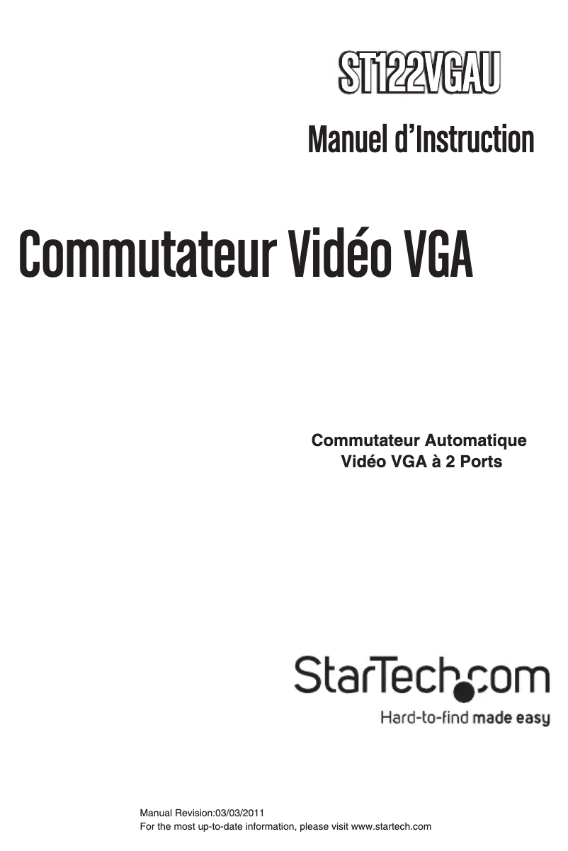 Page 1 de la notice Manuel utilisateur StarTech.com ST122VGAU
