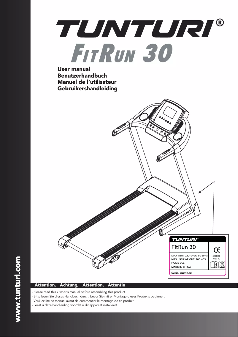 Page n°1 - Manuel utilisateur Tunturi FitRun 30