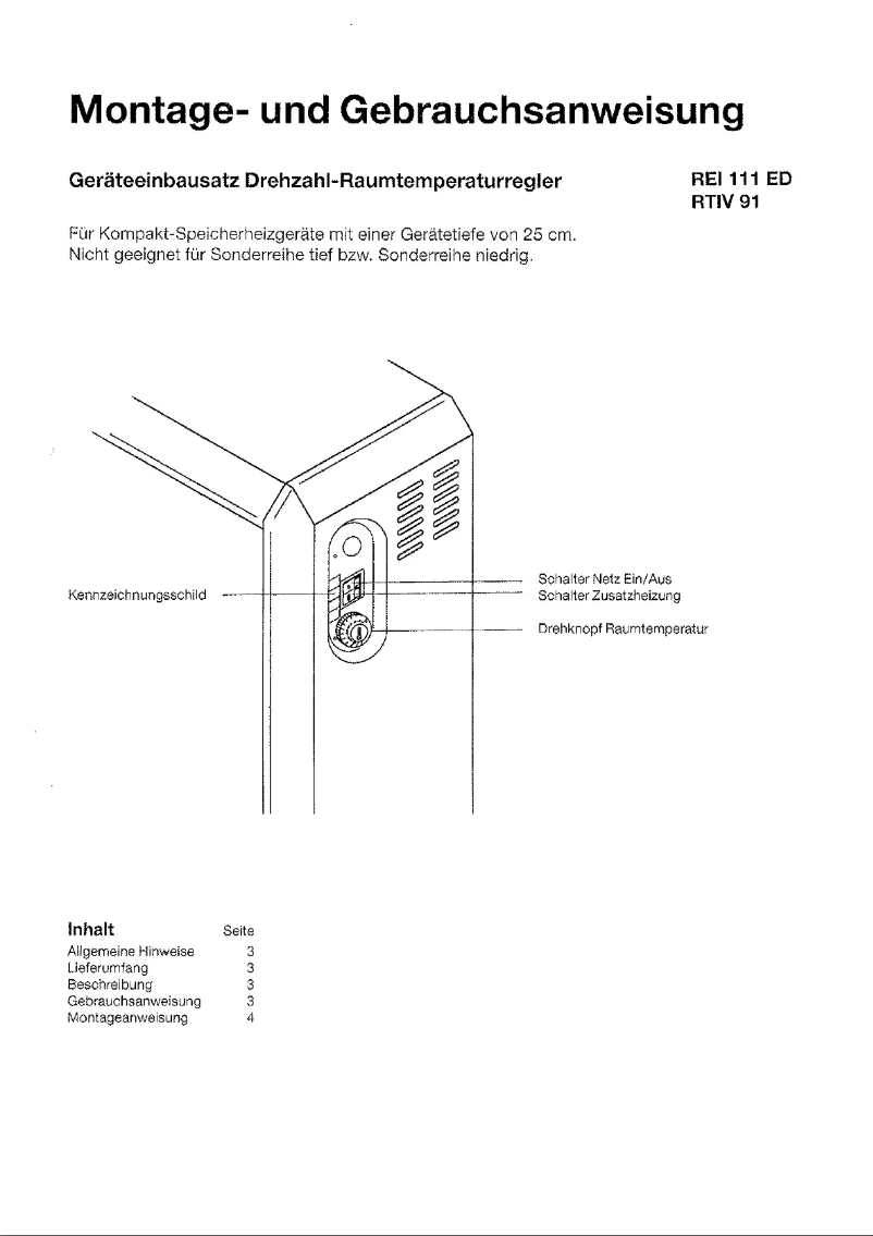 Image de la première page du manuel de l'appareil REI 111 ED