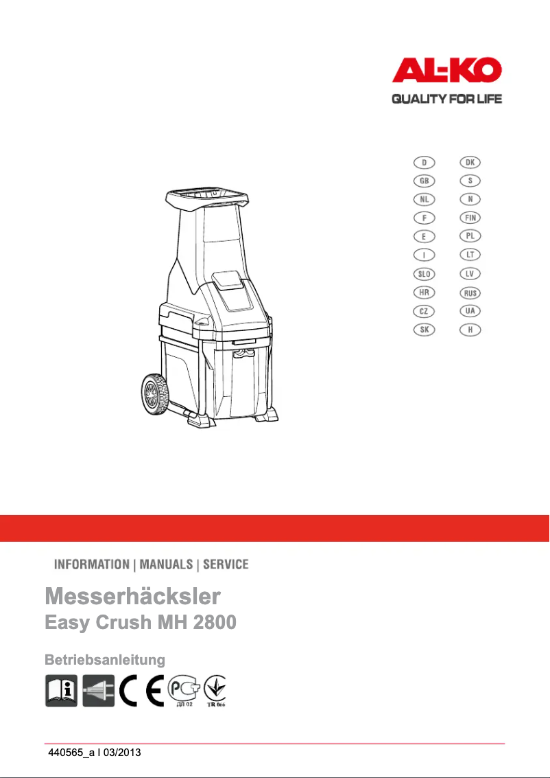 Image de la première page du manuel de l'appareil Easy Crush MH 2800