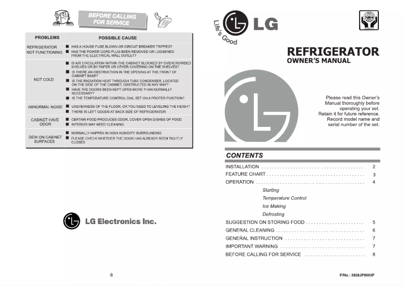 Page n°1 - Manuel utilisateur LG GN-V191SL