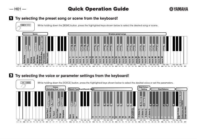 Page n°1 - Guide de démarrage rapide Yamaha H01