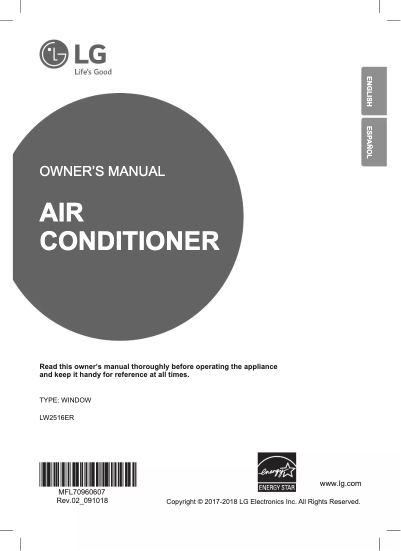 Page 1 de la notice Manuel utilisateur LG LW2516ER