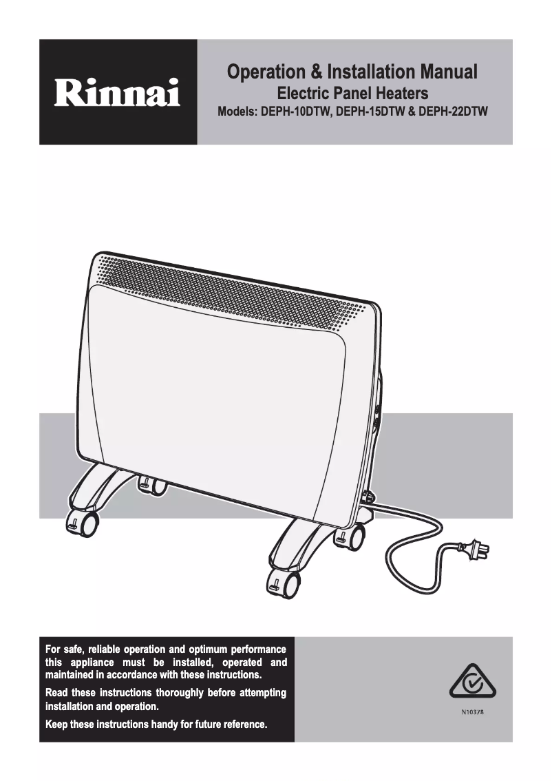 Página 1 del manual Manual de usuario Rinnai DEPH-15DTW