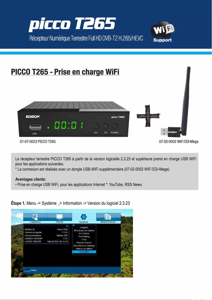Page n°1 - Manuel utilisateur Edision Picco T265