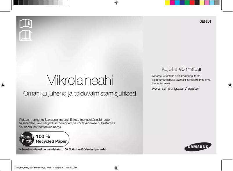Page 1 de la notice Manuel utilisateur Samsung GE83DT-1