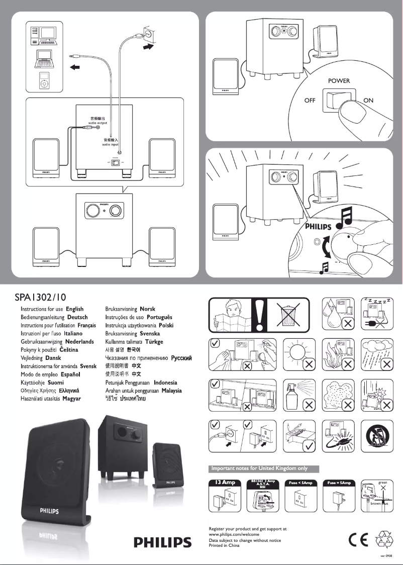 Page 1 de la notice Guide de démarrage rapide Philips SPA1302