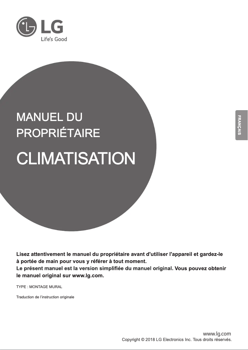 Page 1 de la notice Manuel utilisateur LG MJ12PC