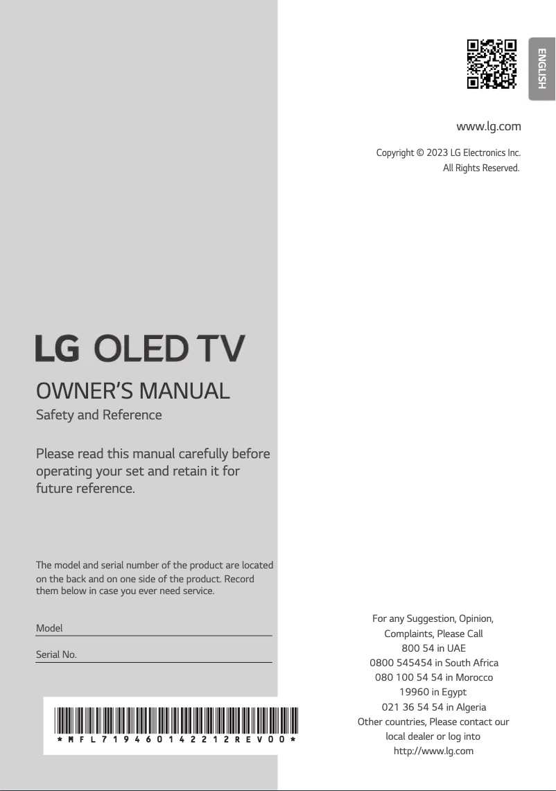 Page n°1 - Manuel utilisateur LG OLED65A36LA