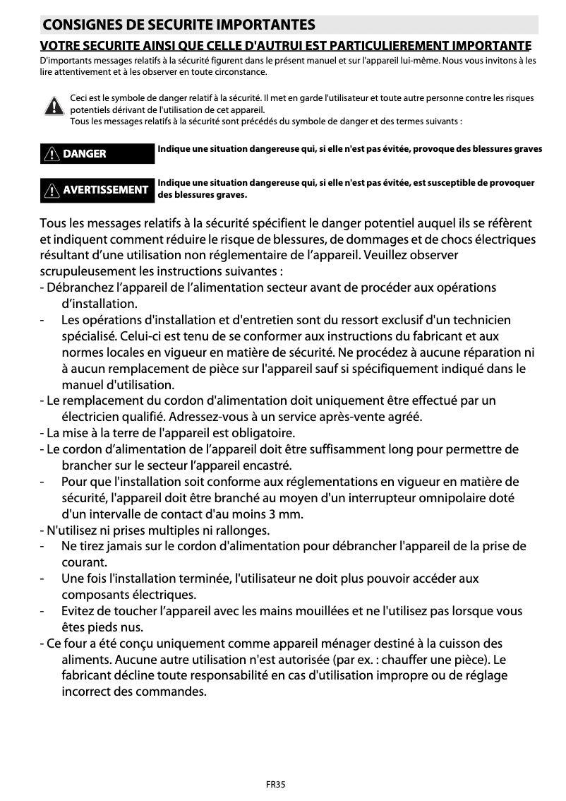 Page 1 de la notice Manuel utilisateur Whirlpool AKZ 540