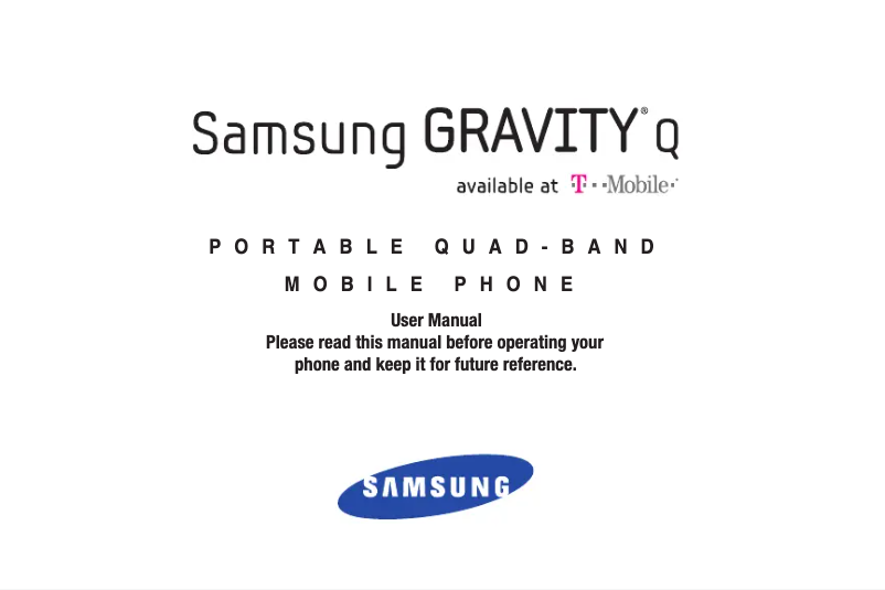 Page 1 de la notice Manuel utilisateur Samsung Gravity Q