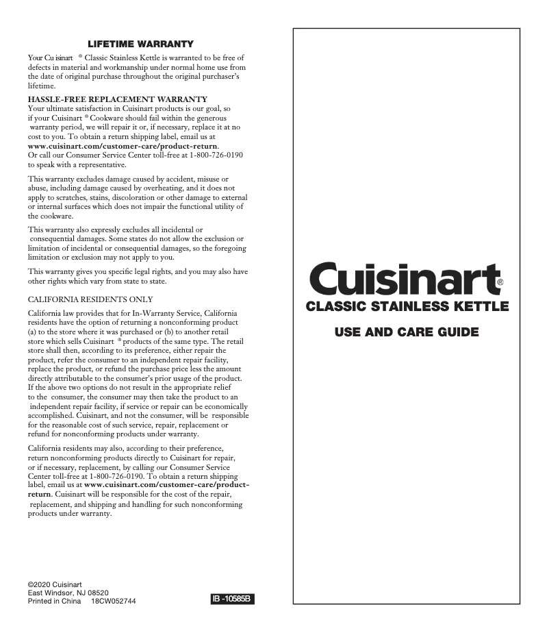 Página 1 del manual Manual de usuario Cuisinart CTK-SS11