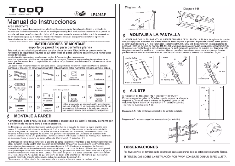 Page 1 de la notice Manuel utilisateur TooQ LP4063F